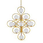 Люстра с закругленным каркасом золотого цвета и белыми плафонами Round Curl варинант исполнения - 2 | Loft Concept в Костроме