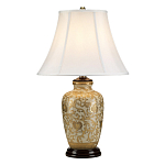 Настольная лампа с фарфоровым основанием с декоративным орнаментом и белым абажуром на темной круглой подставке Elstead Lighting варинант исполнения - 6 | Loft Concept в Костроме