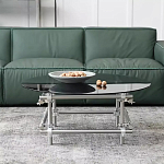 Дизайнерский журнальный стол с круглой столешницей на стальном основании Rivetyk варинант исполнения - 1 | Loft Concept в Костроме