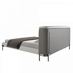 Кровать двуспальная серая с мягким изголовьем из экокожи и ткани Modern Look варинант исполнения - 4 | Loft Concept в Костроме