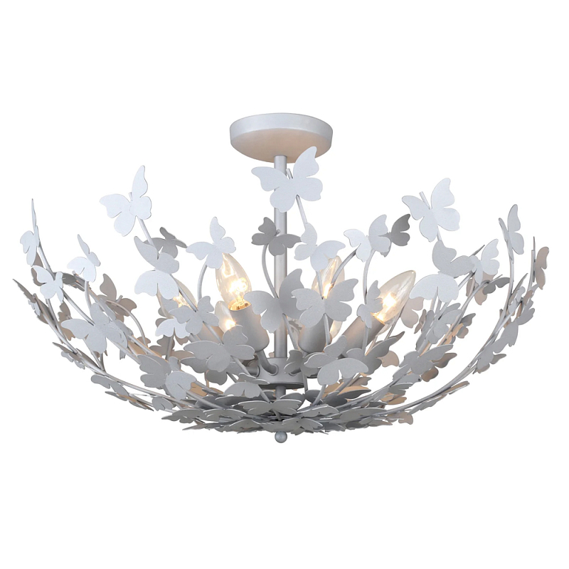 Потолочный светильник с абажуром оформленным в виде стаи бабочек Eternal Butterflies Серебряный Золотой в Костроме | Loft Concept 