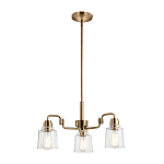 Люстра цвета латунь с 3-мя прозрачными стеклянными плафонами Kichler варинант исполнения - 2 | Loft Concept в Костроме