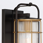 Настенный фонарь цилиндрической формы с рифленым стеклом в золотом каркасе на черном прямоугольном основании Eurofase варинант исполнения - 5 | Loft Concept в Костроме