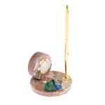 Часы настольные с шариковой металлической ручкой из натурального камня Stone Clock варинант исполнения - 8 | Loft Concept в Костроме