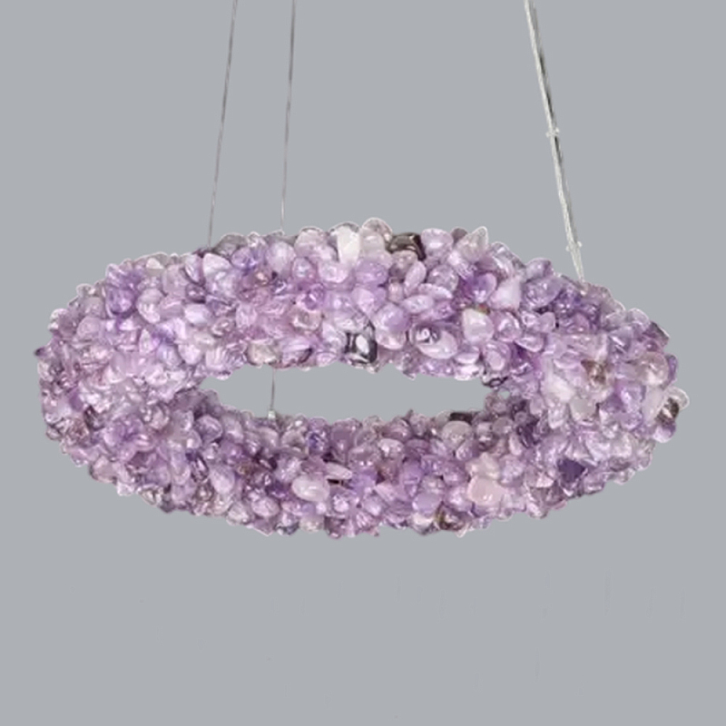 Люстра кргулая из фиолетового хрустального камня Purple Diamond Фиолетовый Люстра кргулая из фиолетового хрустального камня Purple Diamond Фиолетовый в Костроме | Loft Concept