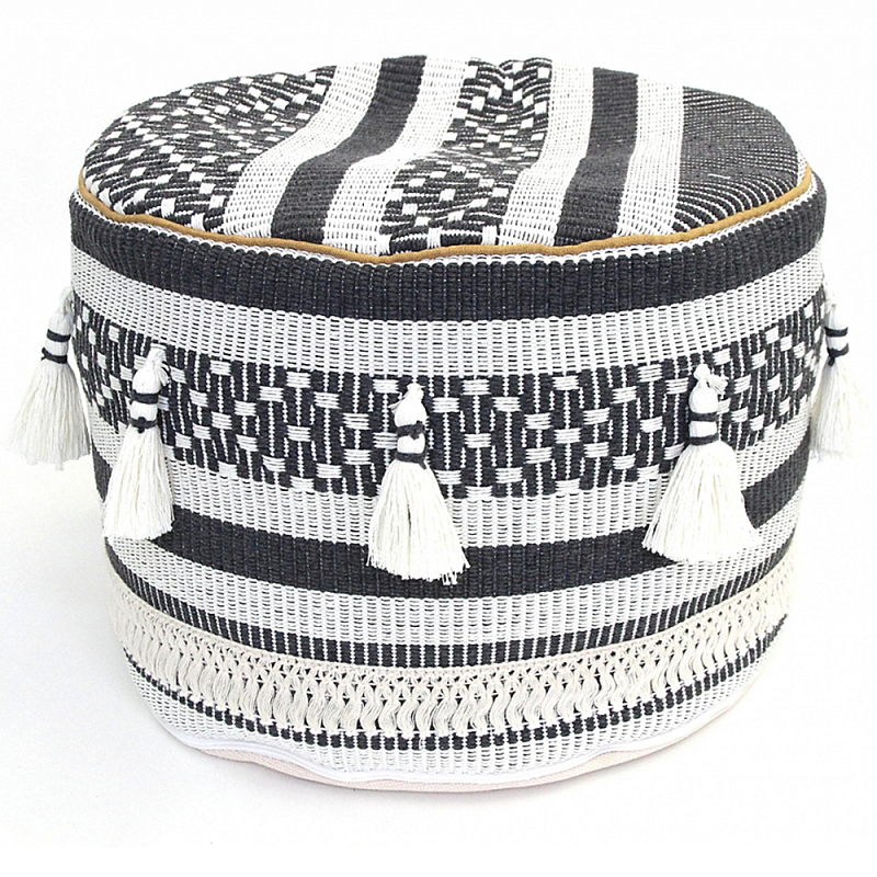 Пуф Black and White Ornament Черный Белый Пуф Black and White Ornament Черный Белый в Костроме | Loft Concept