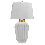 Настольная лампа с белым конусным абажуром и ребристым керамическим основанием Quintiesse варинант исполнения - 1 | Loft Concept в Костроме