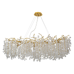 Люстра подвесная с золотистыми ветками и стеклянными подвесками в виде листьев Длина 130 см FAIRYTREE Light варинант исполнения - 1 | Loft Concept в Костроме