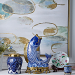 Ваза с насыщенным синим орнаментом и золотой крышкой Blue & White Ornament  варинант исполнения - 1 | Loft Concept в Костроме