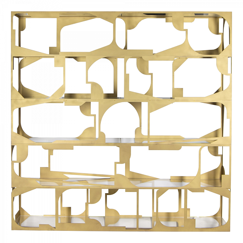 Стеллаж Golden Kaleidoscope матовое золото Прозрачное Стекло Стеллаж Golden Kaleidoscope матовое золото Прозрачное Стекло в Костроме | Loft Concept