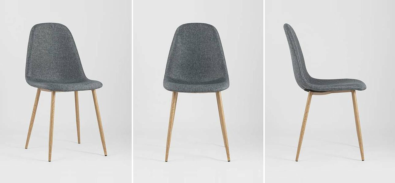 Стул Archie Chair Серая Рогожка Деревянные ножки Стул Archie Chair Серая Рогожка Деревянные ножки - Loft-Concept в Костроме