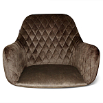 Барный стул со спинкой и подлокотниками на 4-х деревянных ножках Douglas Rhombus Коричневый Велюр варинант исполнения - 3 | Loft Concept в Костроме