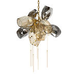 Люстра подвесная со стеклянными плафонами из дымчатого и золотистого с шестью вертикальными подвесками Gilded Mirage  варинант исполнения - 7 | Loft Concept в Костроме