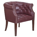 Кресло низкое из натуральной кожи на 4-х деревянных ножках из массива бука Chloe Leather Armchair vine варинант исполнения - 1 | Loft Concept в Костроме