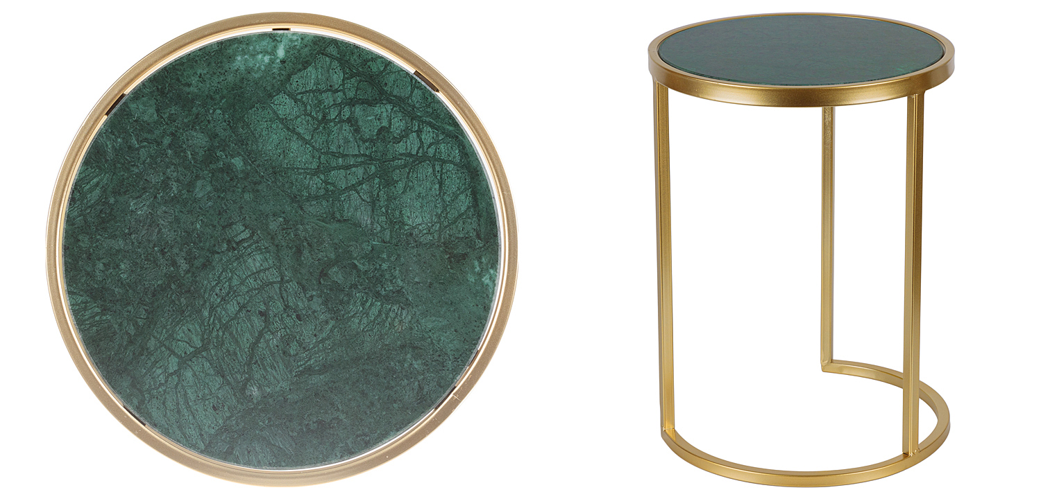 Приставной стол Round Table Marble gold зеленый мрамор Приставной стол Round Table Marble gold зеленый мрамор - Loft-Concept в Костроме