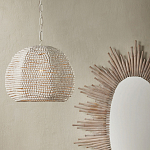 Подвесной светильник в форме купола с декором из круглых деревянных бусин White Wooden Beads Chandelier варинант исполнения - 4 | Loft Concept в Костроме