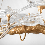 Люстра подвесная линейная с прозрачными стеклянными птичками на ветвях Serip Voa варинант исполнения - 10 | Loft Concept в Костроме