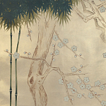 Обои ручная роспись Bamboo River Blossom Original colourway on Brushed Gold gilded paper варинант исполнения - 2 | Loft Concept в Костроме