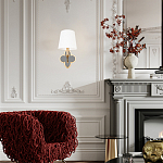 Бра с белым текстильным абажуром и декоративным основанием в виде четырехлистника с зеркальной вставкой Vitorino варинант исполнения - 7 | Loft Concept в Костроме