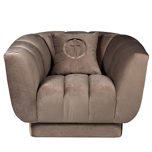 Дизайнерское кресло мягкое из серого велюра Serenity