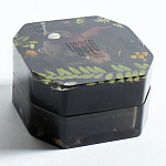 Шкатулка из эпоксидной смолы с цветами черная Epoxy Resin Square Box Black варинант исполнения - 5 | Loft Concept в Костроме