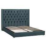 Кровать двуспальная зеленая с основанием из массива дерева с мягким изголовьем Velour Beds варинант исполнения - 1 | Loft Concept в Костроме