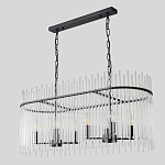 Люстра подвесная овальная со стеклянными прозрачными трубками и металлическим каркасом черного цвета Nembus варинант исполнения - 4 | Loft Concept в Костроме