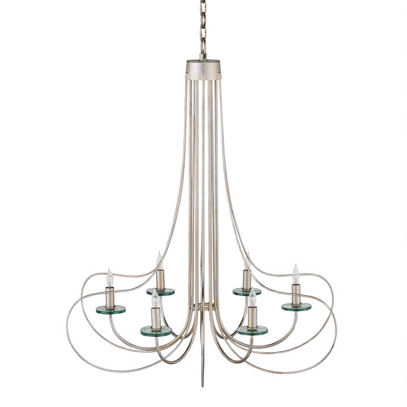 Люстра серебряного цвета с изогнутыми элементами каркаса Twisted Iron Chandelier Серебряный Прозрачное Стекло Люстра серебряного цвета с изогнутыми элементами каркаса Twisted Iron Chandelier Серебряный Прозрачное Стекло в Костроме | Loft Concept