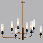 Люстра на штанге с 8-ю цилиндрическими матовыми плафонами и шарами из камня Orb Essence варинант исполнения - 6 | Loft Concept в Костроме