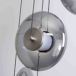 Люстра каскадная с 5-ю круглыми стеклянными плафонами дымчатого цвета и черными деталями Orbit Serenade варинант исполнения - 2 | Loft Concept в Костроме