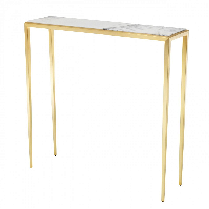 Консоль Eichholtz Console Table Henley S Золотой Белый Мрамор Bianco Консоль Eichholtz Console Table Henley S Золотой Белый Мрамор Bianco в Костроме | Loft Concept