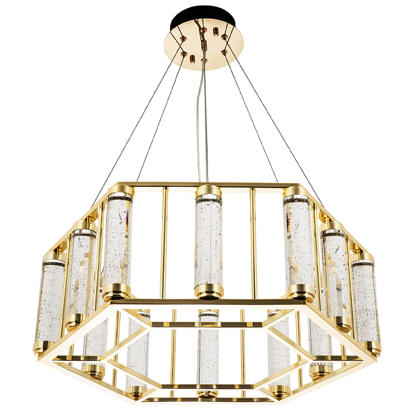 Люстра в форме шестиугольника с хрустальным декором Agace Crystal Chandelier Золотой Прозрачный Люстра в форме шестиугольника с хрустальным декором Agace Crystal Chandelier Золотой Прозрачный в Костроме | Loft Concept
