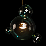 Подвесной светильник с прозрачными бирюзовыми стеклянными шарами и золотыми деталями Диаметр 43 Giopato & Coombes варинант исполнения - 6 | Loft Concept в Костроме