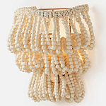 Настенный светильник с подвесками из деревянных бусин молочного цвета Wooden Beads Wall Lamp варинант исполнения - 3 | Loft Concept в Костроме