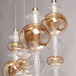 Люстра с плафонами из прозрачного и янтарного стекла в виде шаров и ромбов Gabriel Scott Luna варинант исполнения - 7 | Loft Concept в Костроме