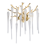 Бра золотого цвета с разветвленными ветвями и длинными прозрачными подвесками в форме стеклянных сосулек Droplet Chandelier варинант исполнения - 1 | Loft Concept в Костроме