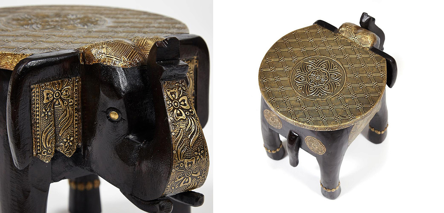 Журнальный стол Antique Indian Brass Mango Wood Elephant Table Журнальный стол Antique Indian Brass Mango Wood Elephant Table - Loft-Concept в Костроме