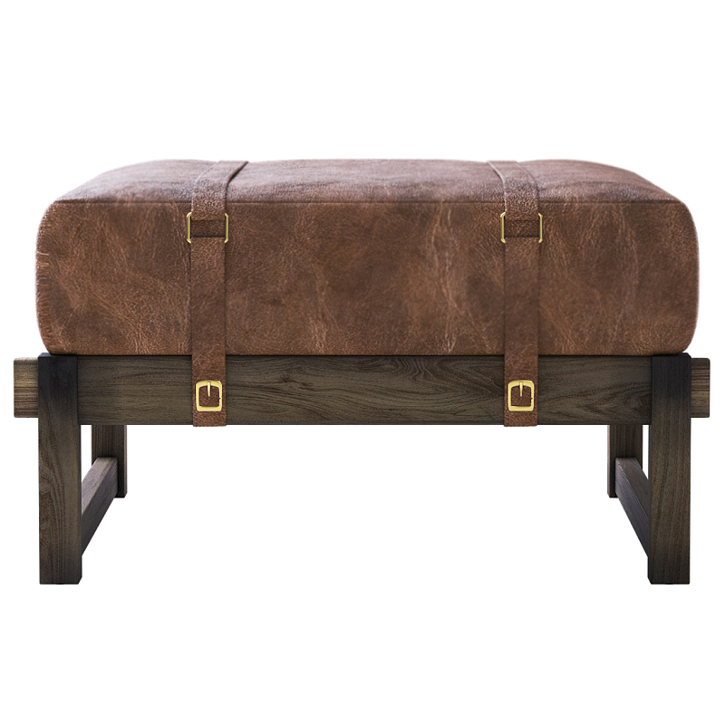 Пуф Duncan винтажная коричневая кожа  Коричневый винтаж в Костроме | Loft Concept 