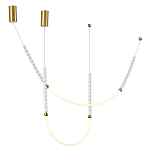 Подвесной светильник с 3-мя изогнутыми плафонами и белыми декоративными шариками PEARLS Suspension варинант исполнения - 4 | Loft Concept в Костроме