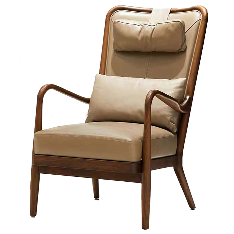 Кресло c каркасом из массива дерева и с мягким подголовником Walnut Armchair Орех Кресло c каркасом из массива дерева и с мягким подголовником Walnut Armchair Орех в Костроме | Loft Concept