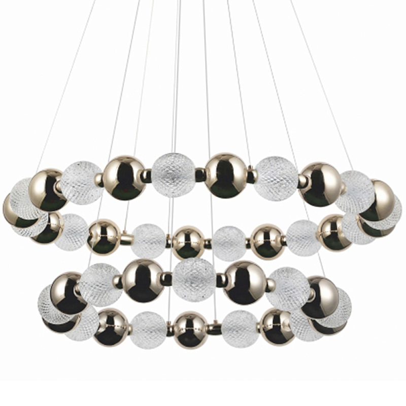 Светодиодная двухъярусная кольцевая люстра Crystal Globule Chandelier Gold Прозрачный Глянцевое золото Светодиодная двухъярусная кольцевая люстра Crystal Globule Chandelier Gold Прозрачный Глянцевое золото в Костроме | Loft Concept