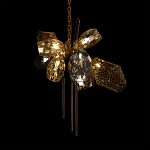 Люстра подвесная со стеклянными плафонами из дымчатого и золотистого с тремя вертикальными подвесками Gilded Mirage  варинант исполнения - 4 | Loft Concept в Костроме