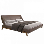 Кровать двуспальная с изголовьем из экокожи шоколадно-коричневого цвета Modern Look варинант исполнения - 1 | Loft Concept в Костроме