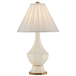 Настольная лампа с фактурным конусовидным абажуром и кожаным каркасом Malifis варинант исполнения - 3 | Loft Concept в Костроме