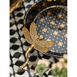 Блюдо черного цвета из фрафора на бронзовых ножках в виде стрекоз Eden Garden варинант исполнения - 5 | Loft Concept в Костроме