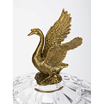 Конфетница из прозрачного рельефного стекла с ручками в виде стрекоз и фигуркой лебедя Eden Garden варинант исполнения - 3 | Loft Concept в Костроме