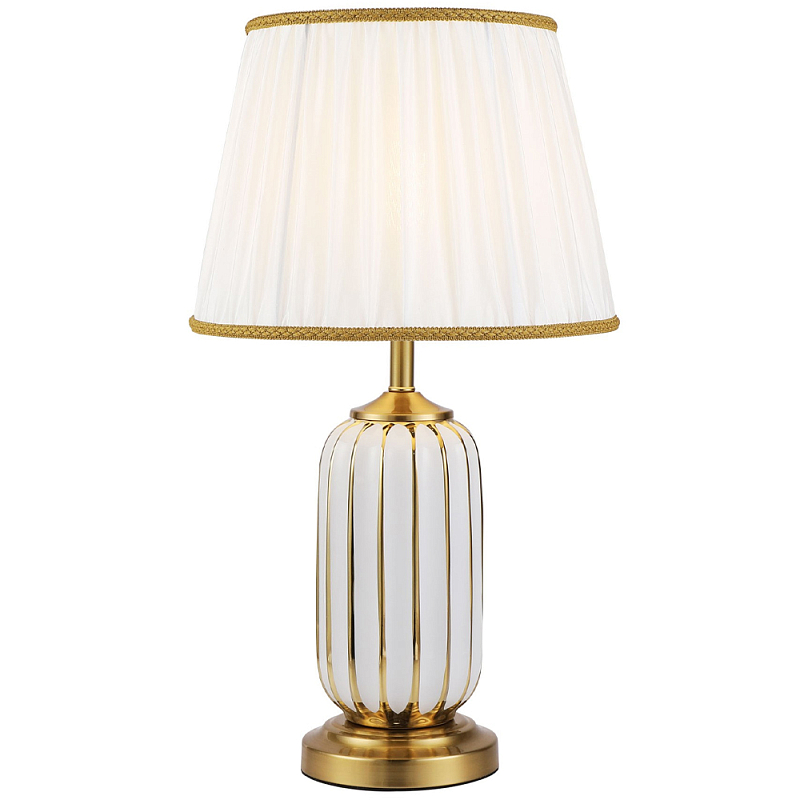 Настольная лампа с абажуром Terenzio White Table Lamp Белый Золотой Настольная лампа с абажуром Terenzio White Table Lamp Белый Золотой в Костроме | Loft Concept