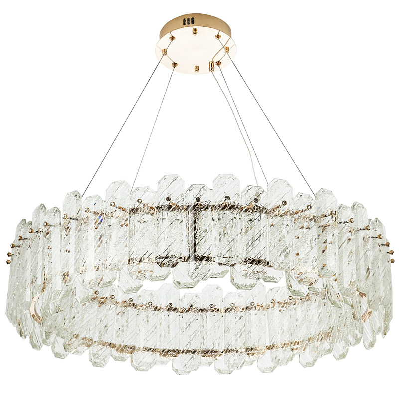 Круглая люстра с декором из рельефного стекла Cassian Relief Glass Chandelier 80 Золотой Прозрачное Стекло Круглая люстра с декором из рельефного стекла Cassian Relief Glass Chandelier 80 Золотой Прозрачное Стекло в Костроме | Loft Concept