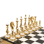 Шахматы из бронзы и натуральных камней Долерит и Мрамор с гравировкой Decorative Thematic Chess варинант исполнения - 2 | Loft Concept в Костроме