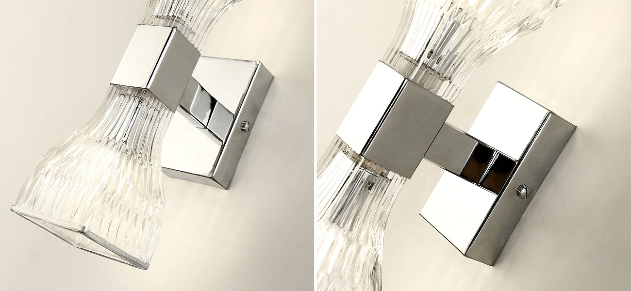 Бра с двумя плафонами из рельефного стекла GLASS HORN Chrome Бра с двумя плафонами из рельефного стекла GLASS HORN Chrome - Loft-Concept в Костроме